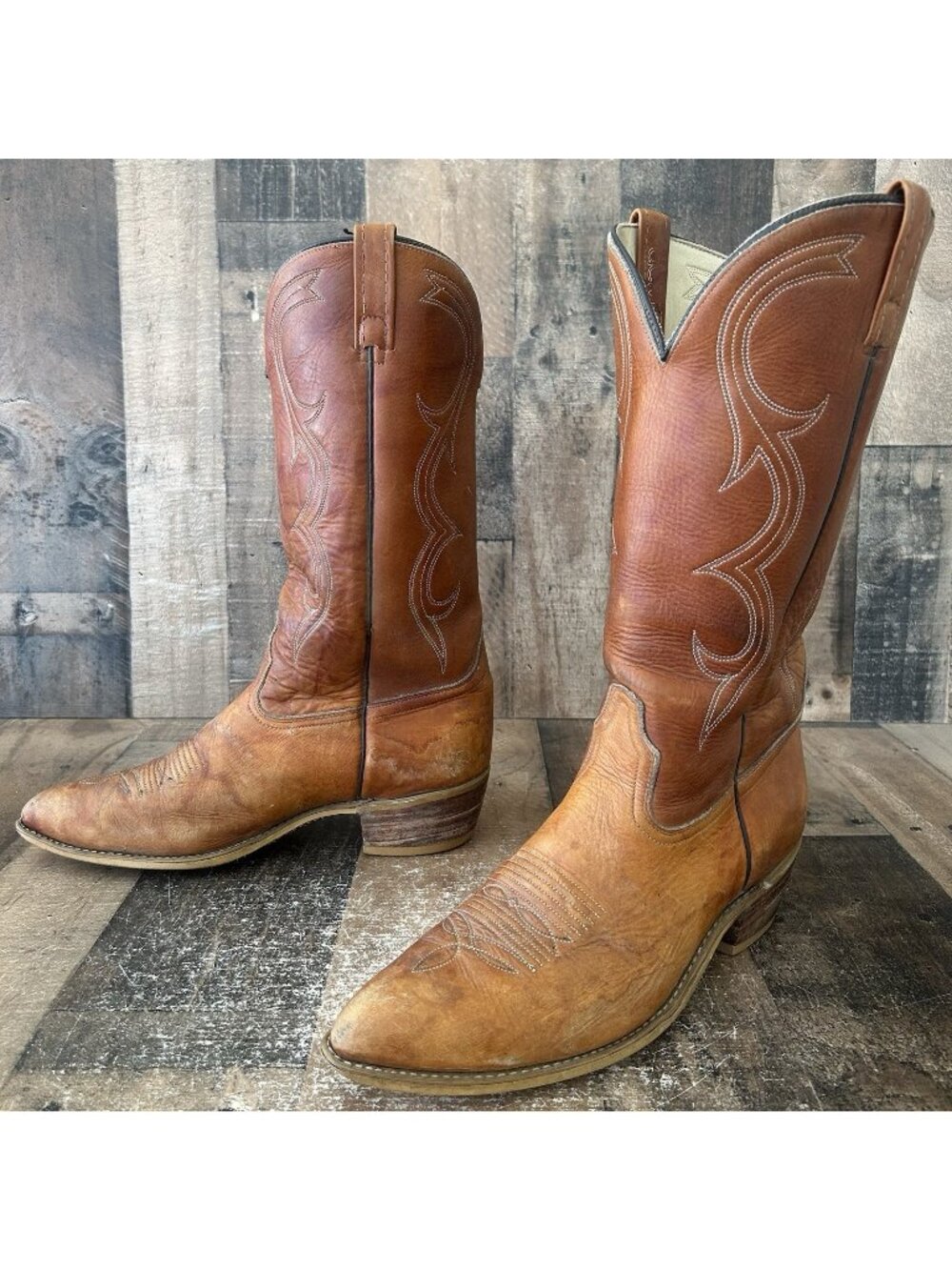 Acme Vintage Brown Leather Western Cowboy Boots Mens 12 D